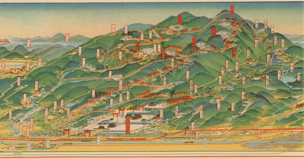 吉田初三郎「伏見稲荷全境内名所図絵(部分拡大)」